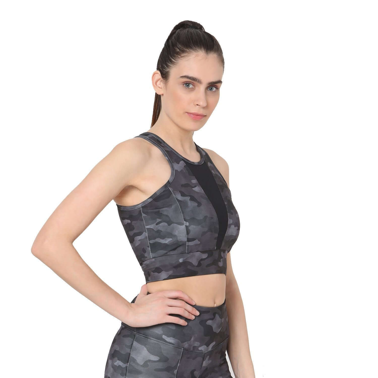 Padded Biker Crop Top Dark Camo-Padded Crop Top-Silvertraq-Silvertraq