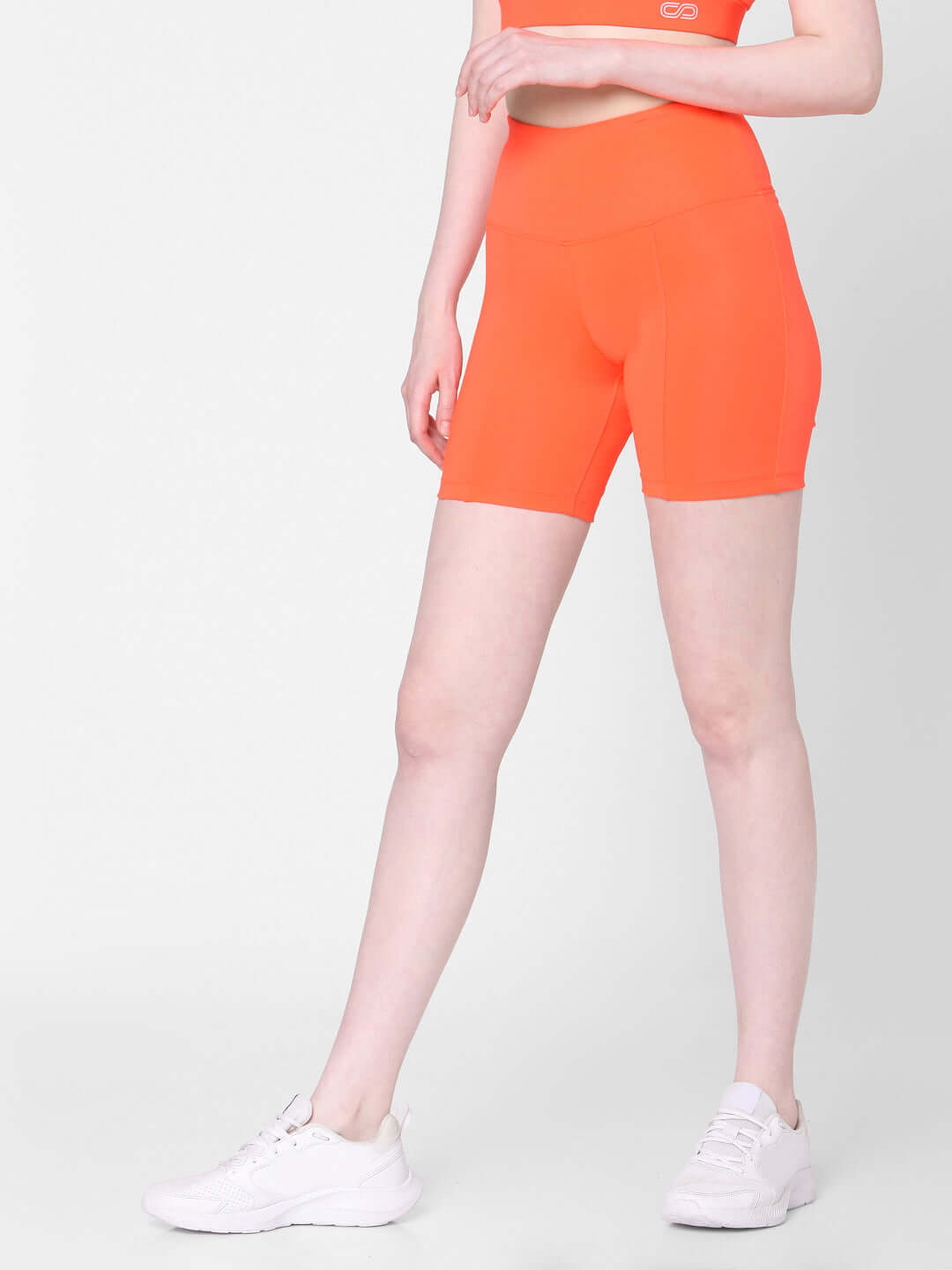 Fiery Coral T Back Sports Top & Rider Shorts