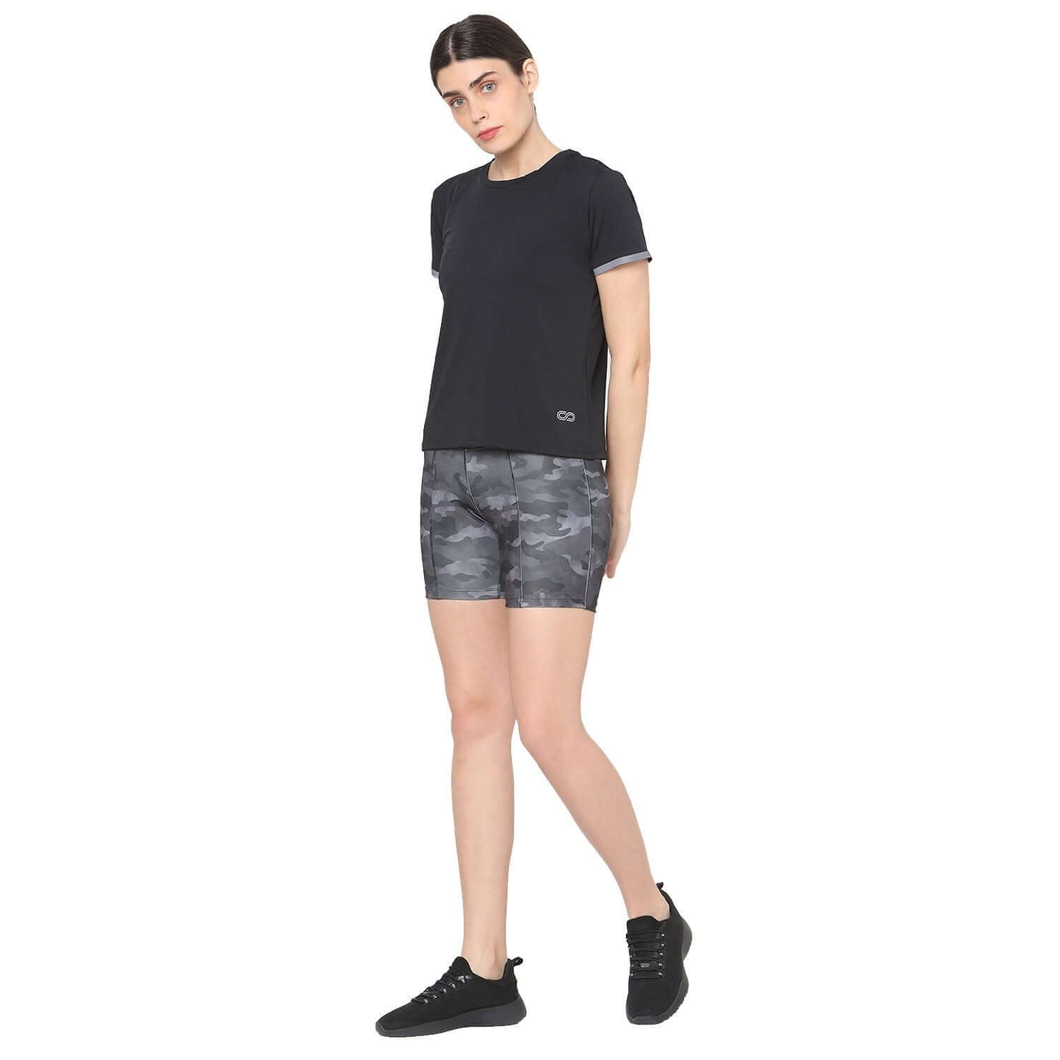 Mesh V Back Top Black-Short Sleeve Tee-Silvertraq-Silvertraq