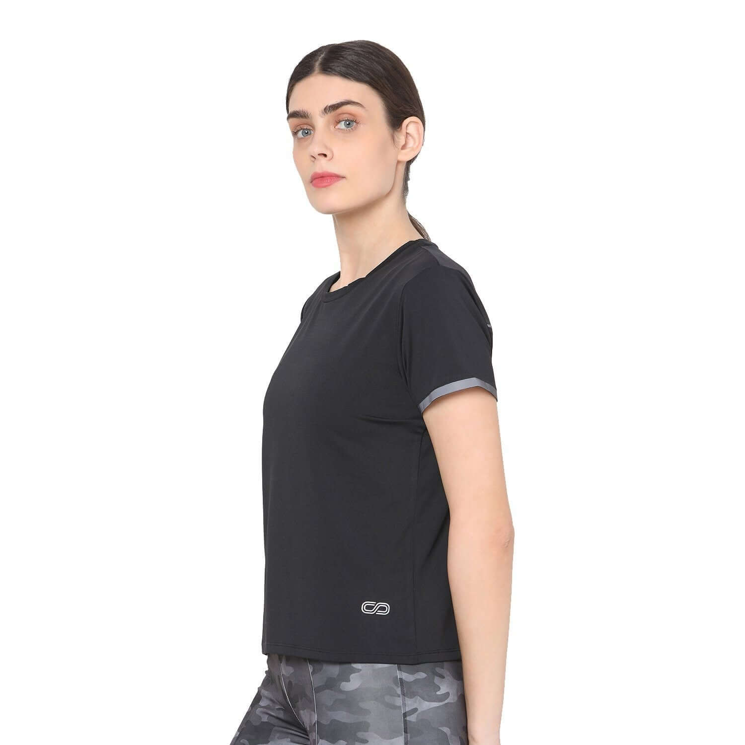 Mesh V Back Top Black-Short Sleeve Tee-Silvertraq-Silvertraq