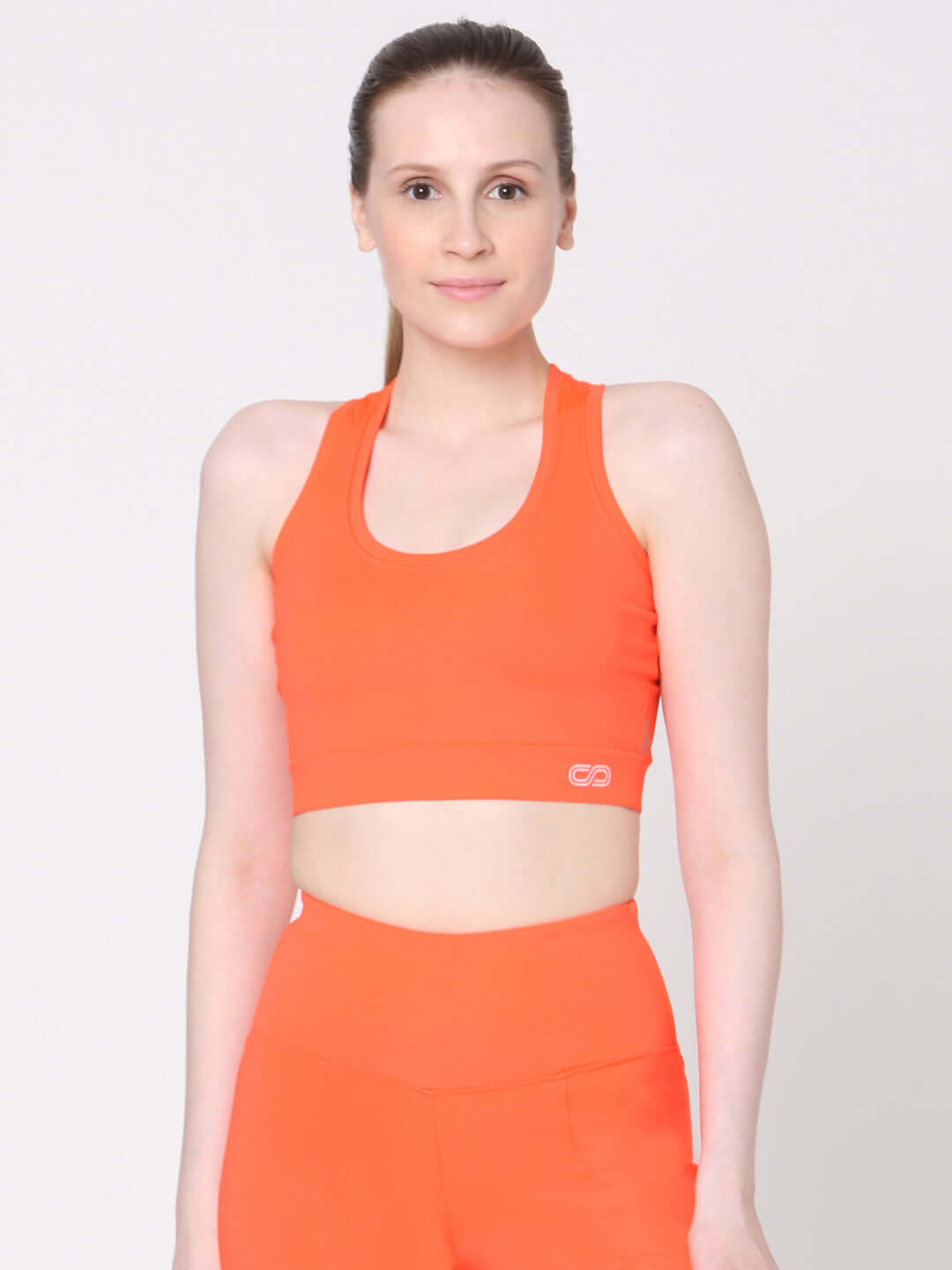 Fiery Coral T Back Sports Top & Rider Shorts