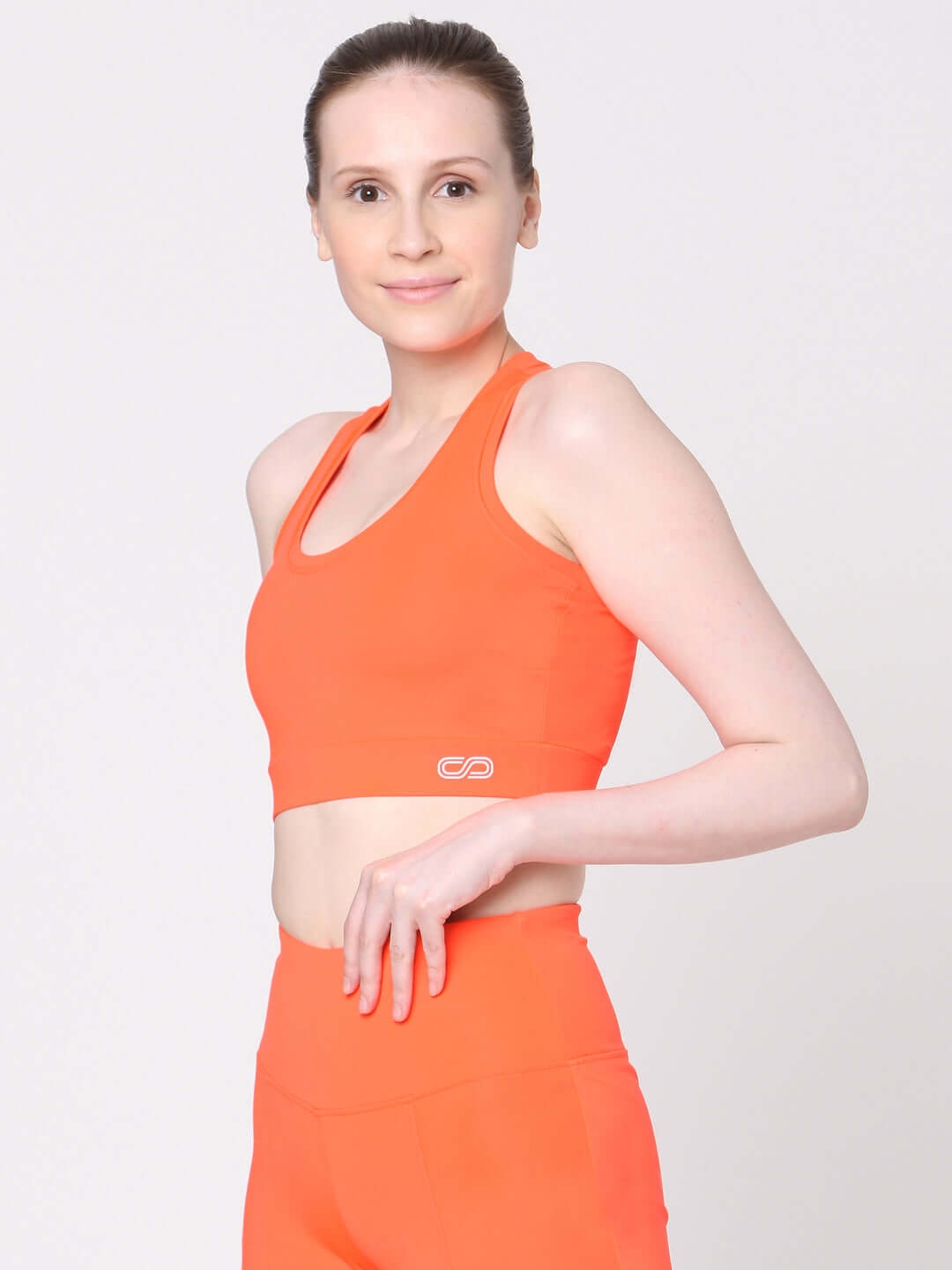 Fiery Coral T Back Sports Top & Rider Shorts