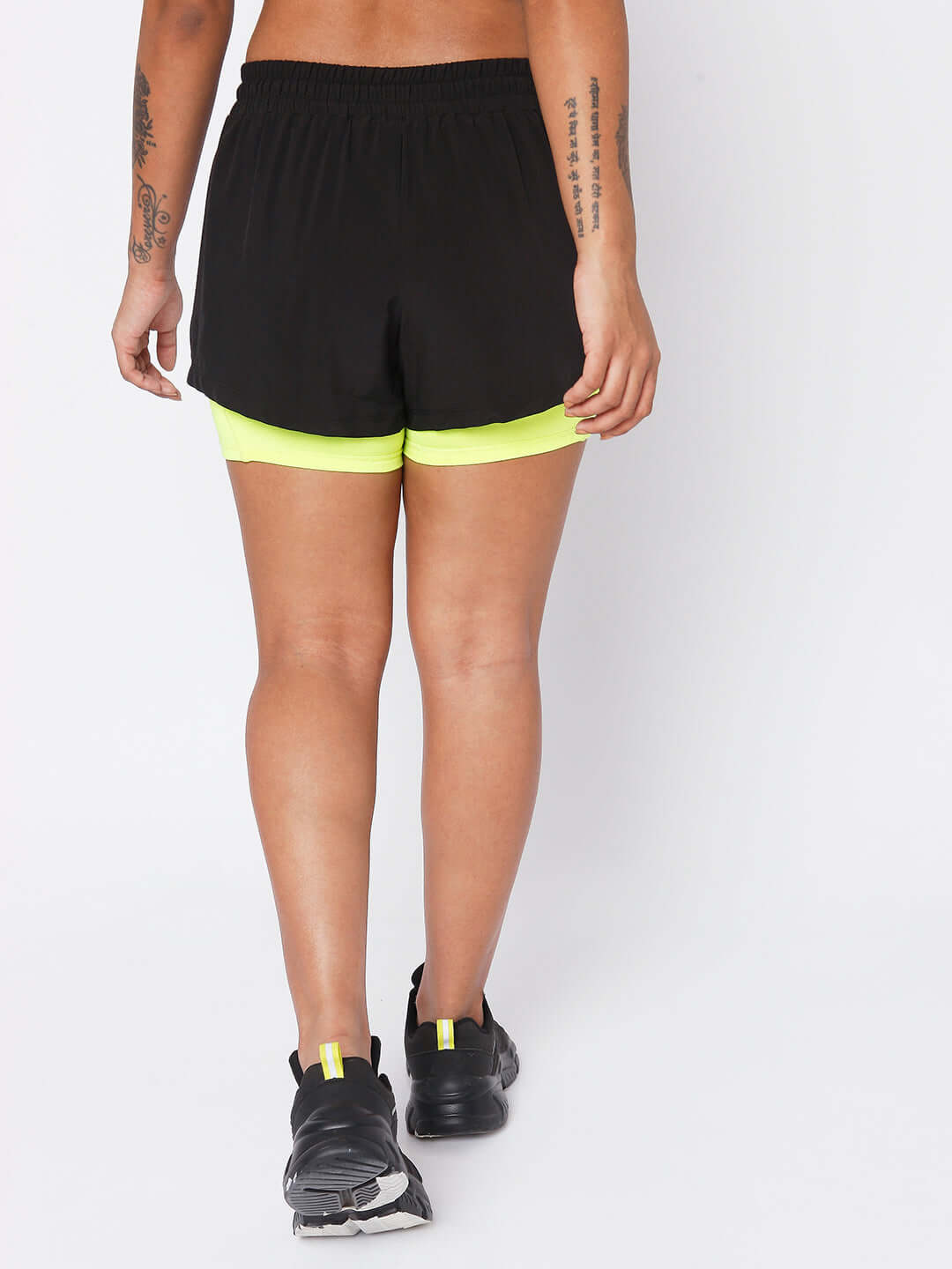 Racer Shorts Black Safety Yellow-Woven Shorts-Silvertraq-Silvertraq