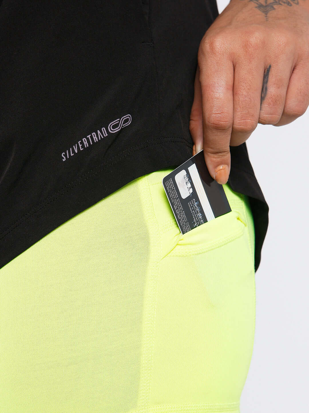 Racer Shorts Black Safety Yellow-Woven Shorts-Silvertraq-Silvertraq