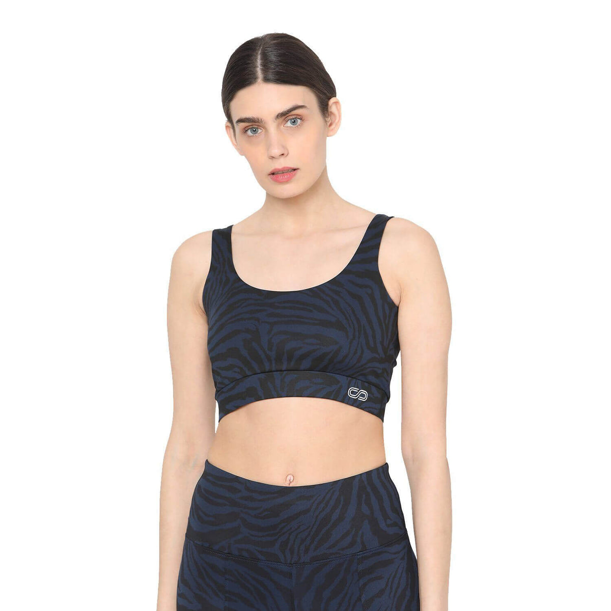Aura Round Neck Sports Bra Navy Animal-Padded Sports Bra-Silvertraq-Navy Animal-XS-Silvertraq