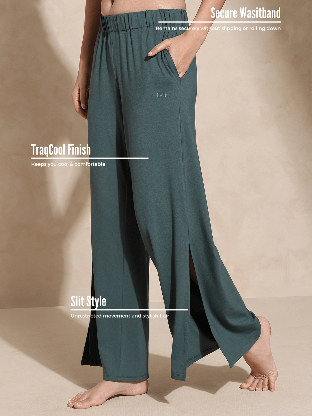 Zen Tee & Lounge Pants with Slit Pine Green