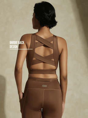 Shop-Padded Cross Back Crop Top Waffle