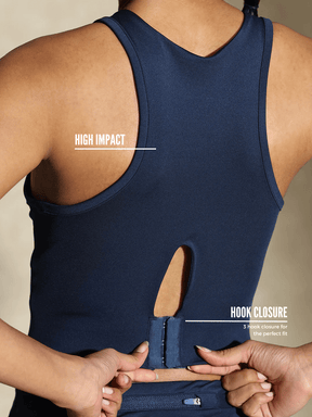 Shop-Keyhole Back Crop Top with Clasp Navy