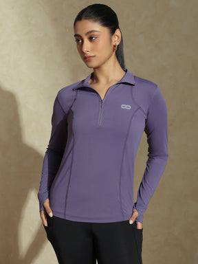 Shop-Women's Ath Runner Zip Neck Purple Cadet