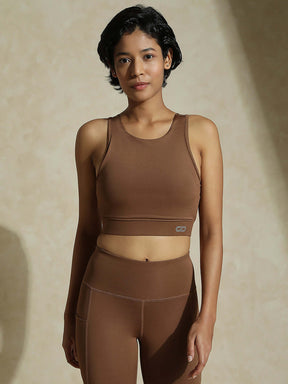 Shop-Padded Cross Back Crop Top Waffle