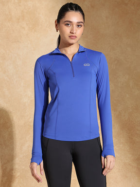 Shop-Women's Ath Runner Zip Neck Dazzling Blue