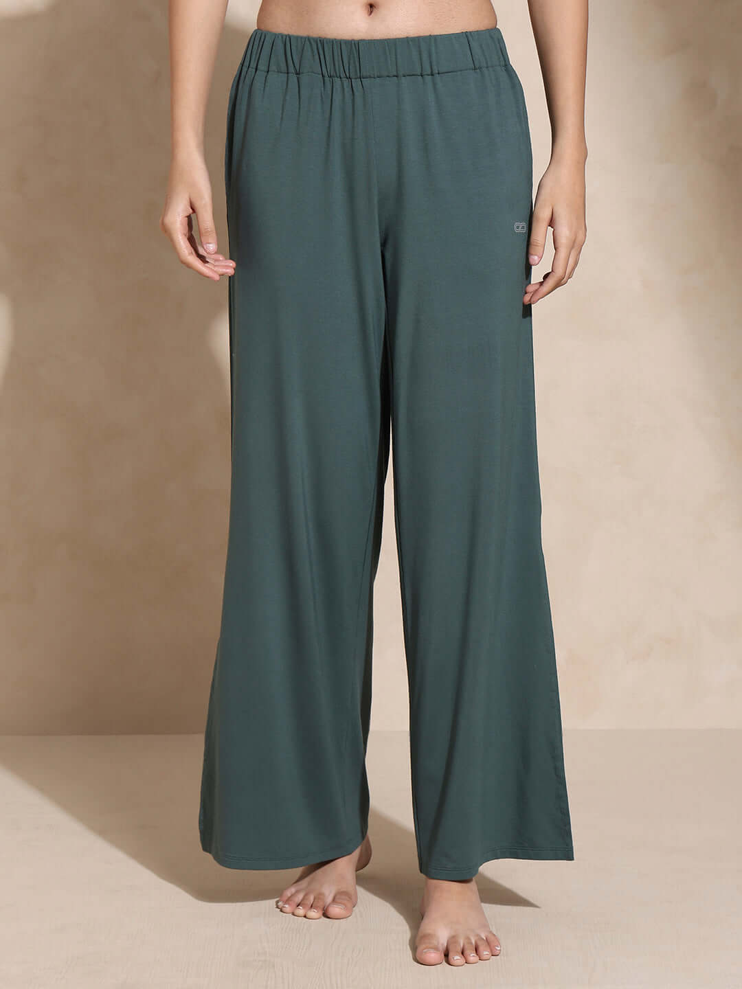 Zen Tee & Lounge Pants with Slit Pine Green