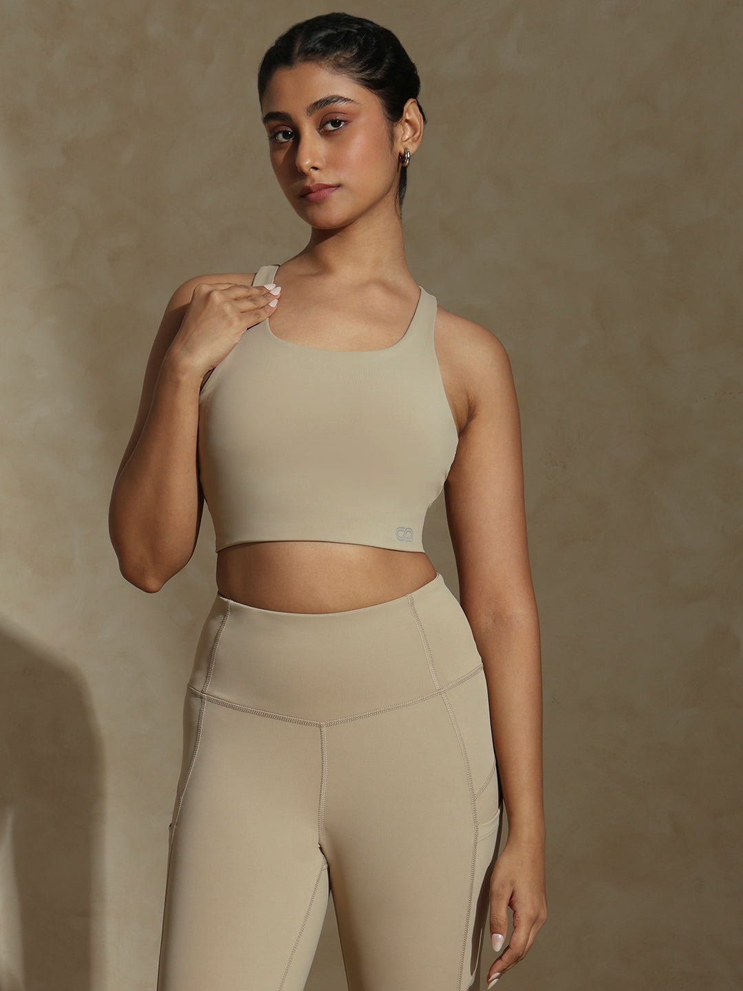 Shop-High Impact Action Bra With Clasp Almond Beige