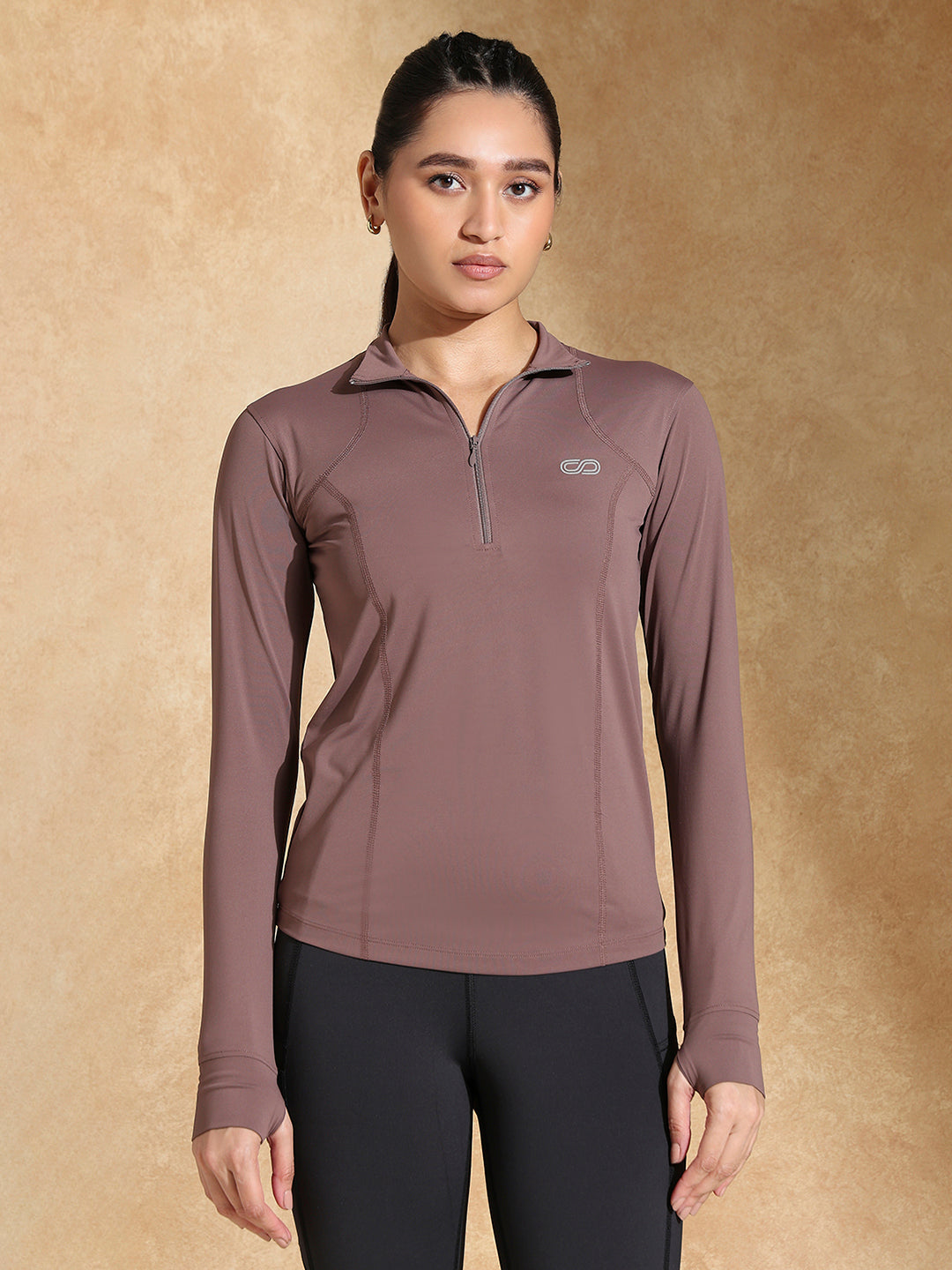 Shop-Women's Ath Runner Zip Neck Mocha Muse