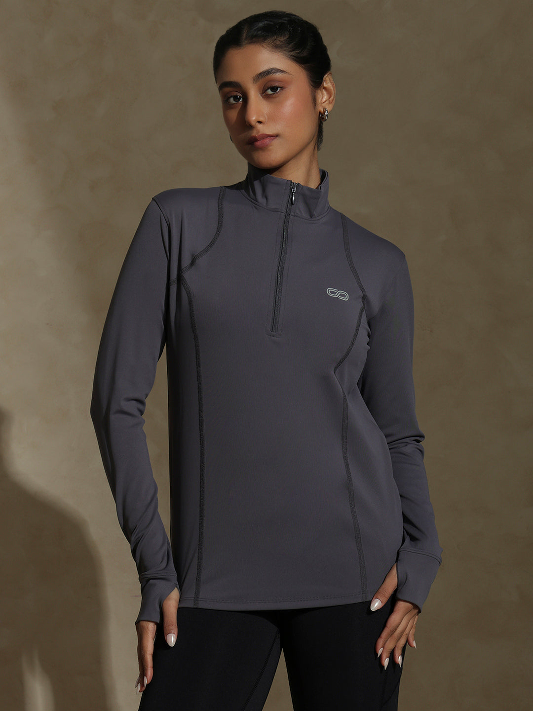 Shop-Women's Ath Runner Zip Neck Slate Grey