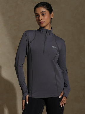 Shop-Women's Ath Runner Zip Neck Slate Grey