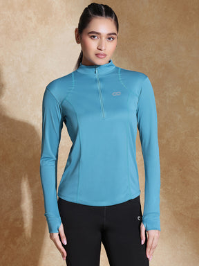 Shop-Women's Ath Runner Zip Neck Port Blue