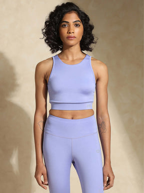 Padded Cross Back Crop Top Periwinkle