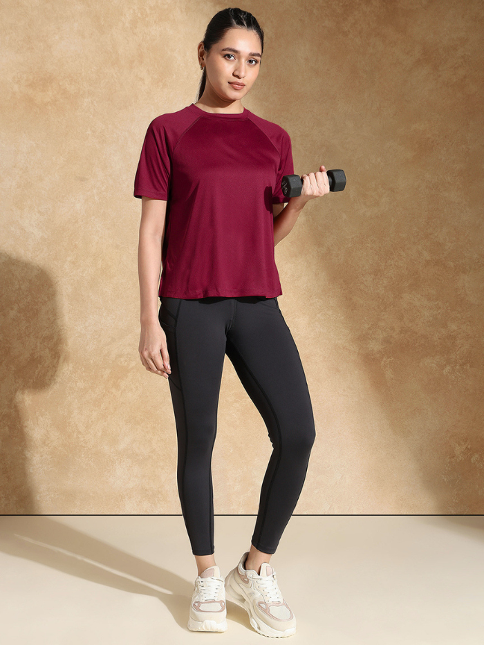 Shop-Traqfit Raglan Tee Dark Cherry