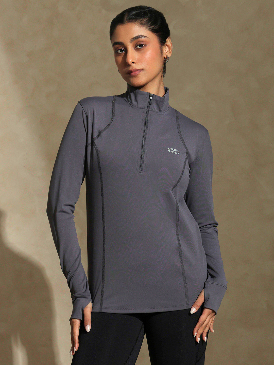 Women's Ath Runner Zip Neck Slate Grey
