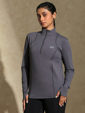 Shop-Women's Ath Runner Zip Neck Slate Grey