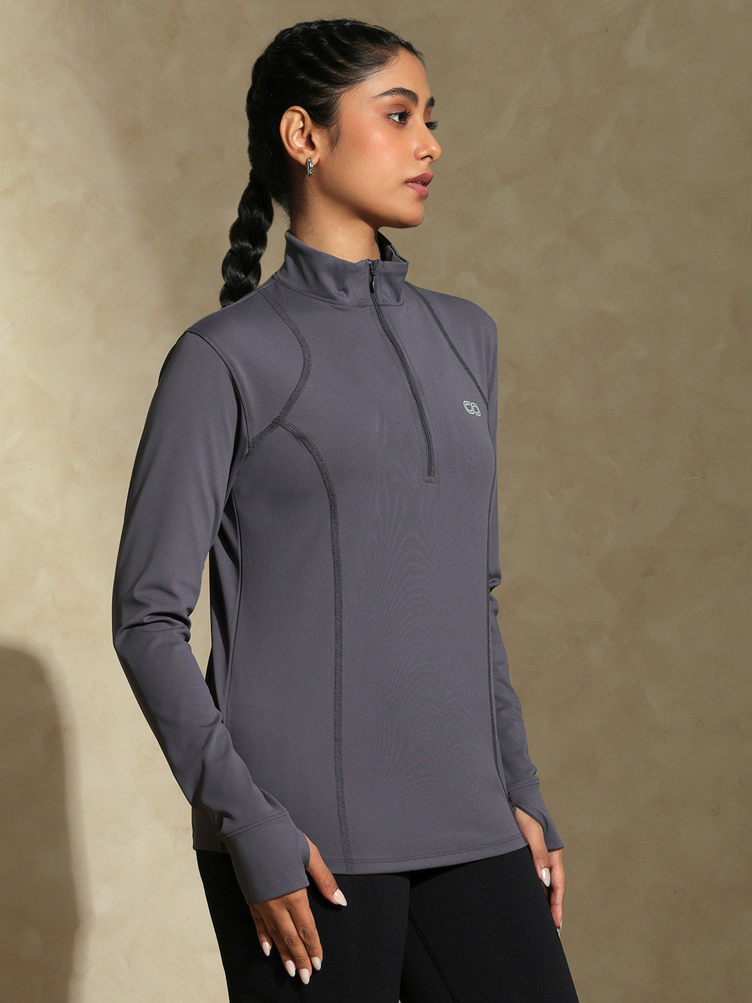 Shop-Women's Ath Runner Zip Neck Slate Grey