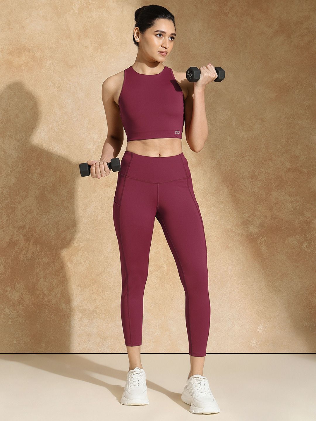 Keyhole Back Sports bra with Clasp & Luna Sculpt Leggings Berry Kiss