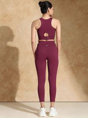 Keyhole Back Sports bra with Clasp & Luna Sculpt Leggings Berry Kiss