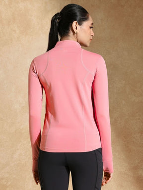 Women's Ath Runner Zip Neck Coral Pink
