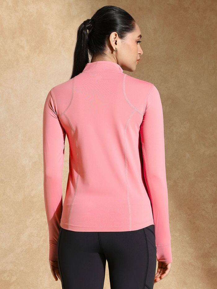 Women's Ath Runner Zip Neck Coral Pink