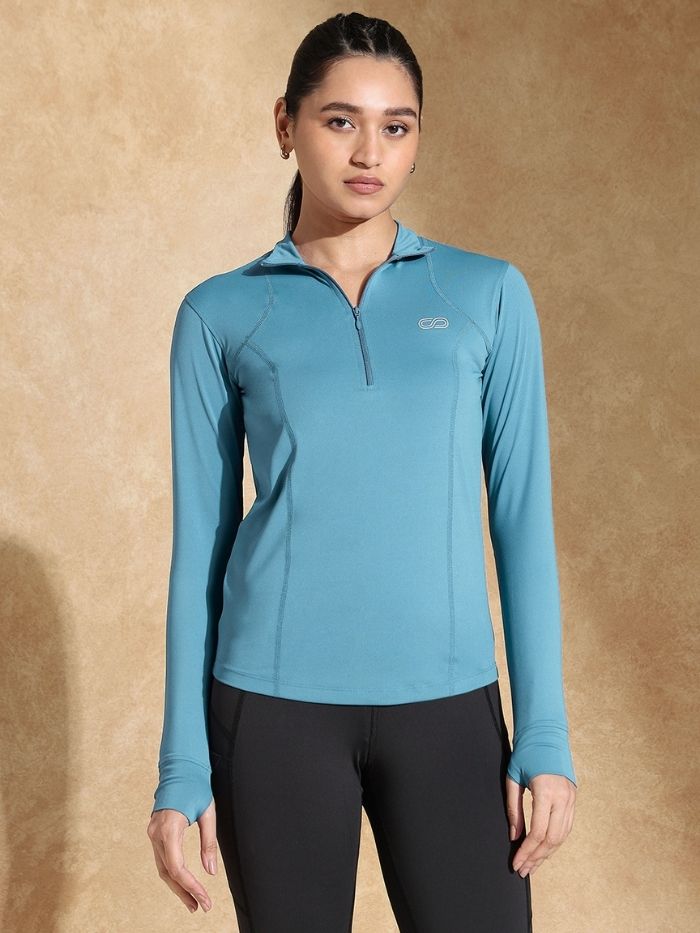 Women's Ath Runner Zip Neck Port Blue