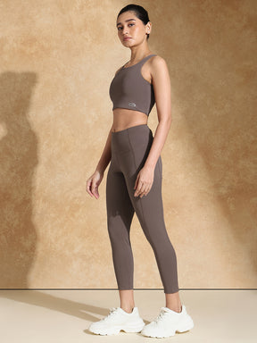 High Impact Action Bra With Clasp & Luna Sculpt Leggings Mocha Muse