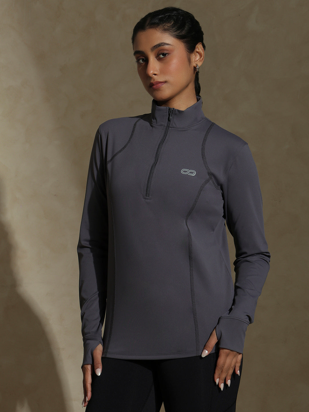 Shop-Women's Ath Runner Zip Neck Slate Grey