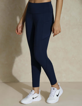 Shop-Navy Keyhole Back Crop Top with Clasp & Aura Leggings