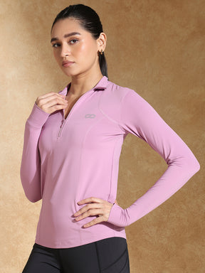 Shop-Women's Ath Runner Zip Neck Mauve Mist