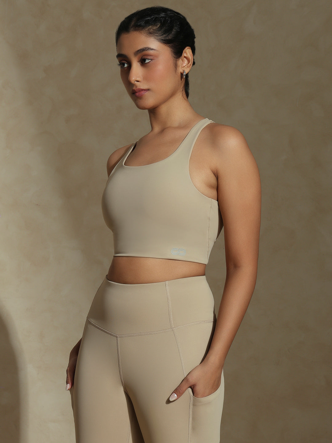 Shop-High Impact Action Bra With Clasp Almond Beige