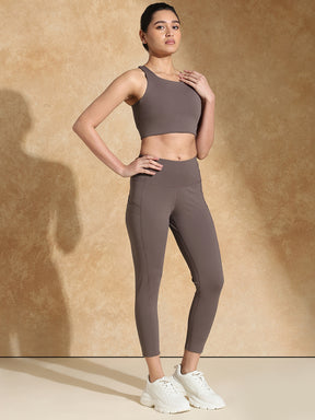 High Impact Action Bra With Clasp & Luna Sculpt Leggings Mocha Muse