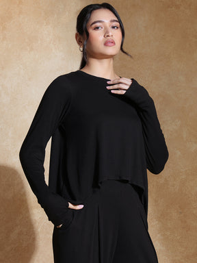 TraqSoft Rib Long Sleeve Tee Black