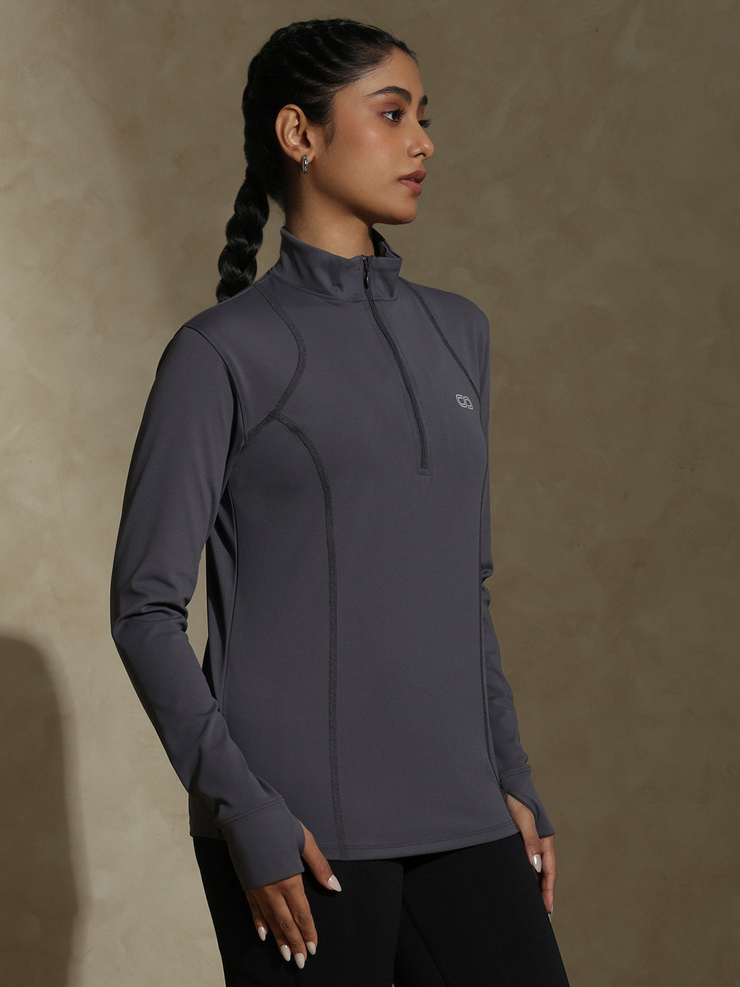 Shop-Women's Ath Runner Zip Neck Slate Grey
