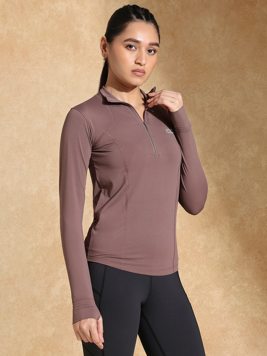 Shop-Women's Ath Runner Zip Neck Mocha Muse