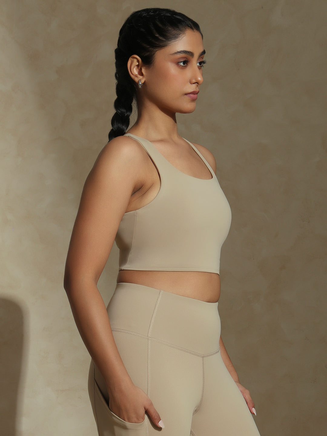 Shop-High Impact Action Bra With Clasp Almond Beige