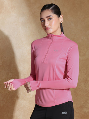 Shop-Women's Ath Runner Zip Neck Coral Pink