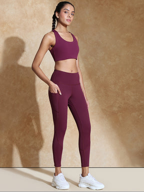 Traq Crossback Bra & Aura Leggings Plum