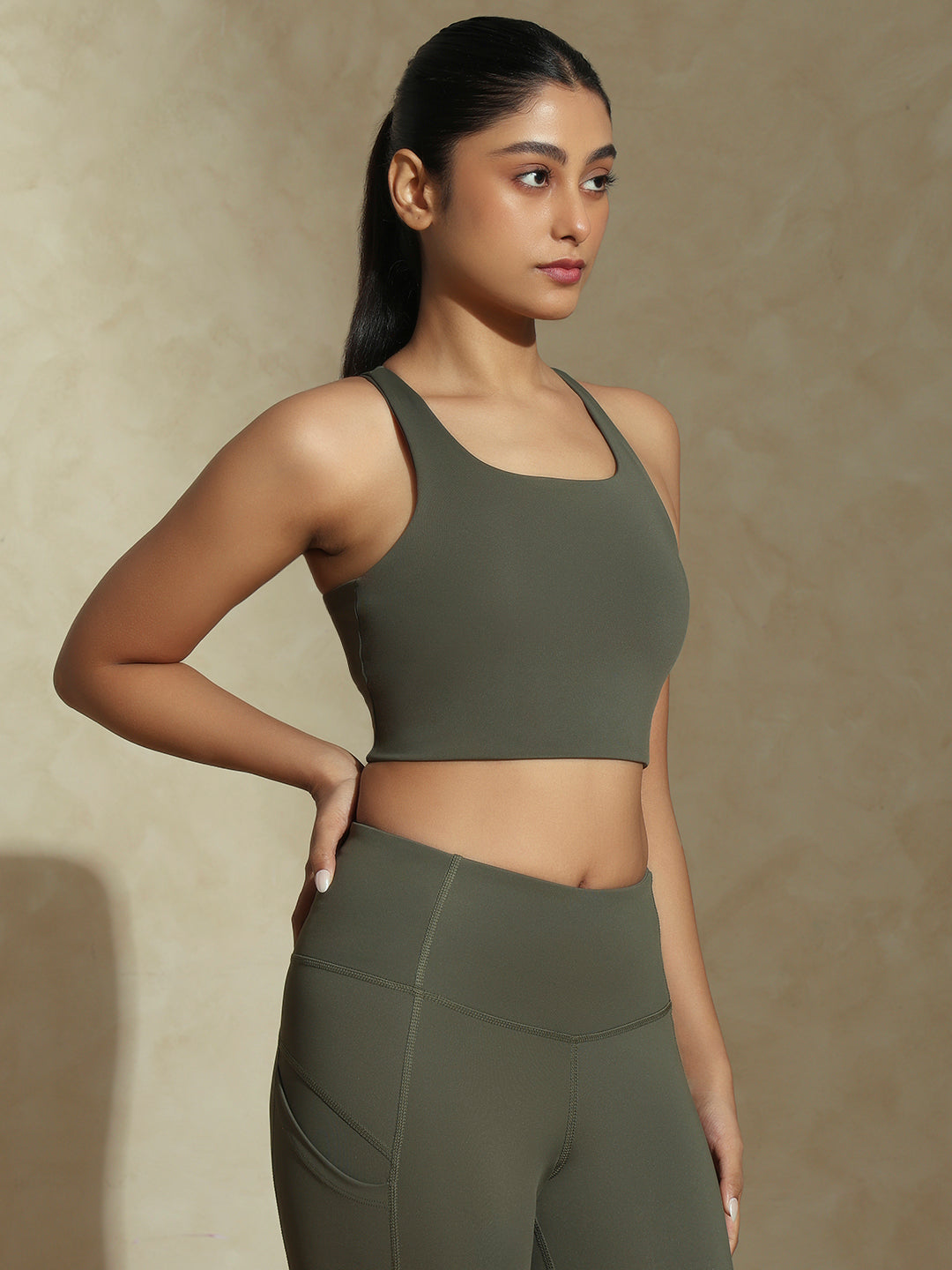 Shop-High Impact Action Bra With ClaspTerra Olive