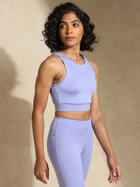 Padded Cross Back Crop Top Periwinkle