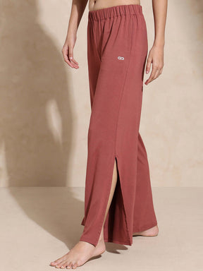 Serene Yoga Pants with Slit Marsala