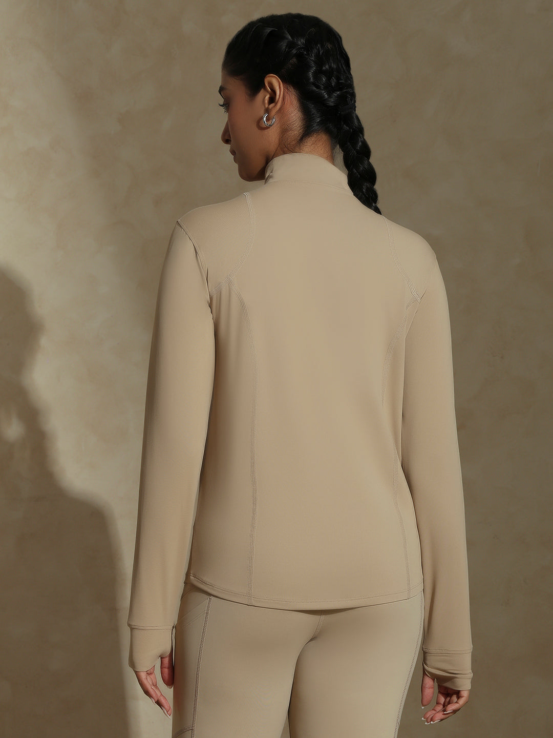 Shop-Women's Ath Runner Zip Neck Almond Beige