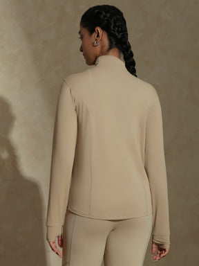 Shop-Women's Ath Runner Zip Neck Almond Beige