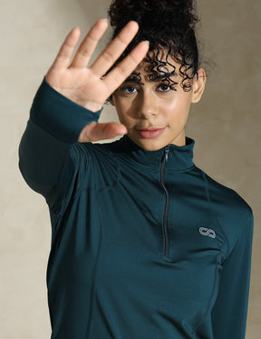 Shop-Women's Ath Runner Zip Neck Deep Teal