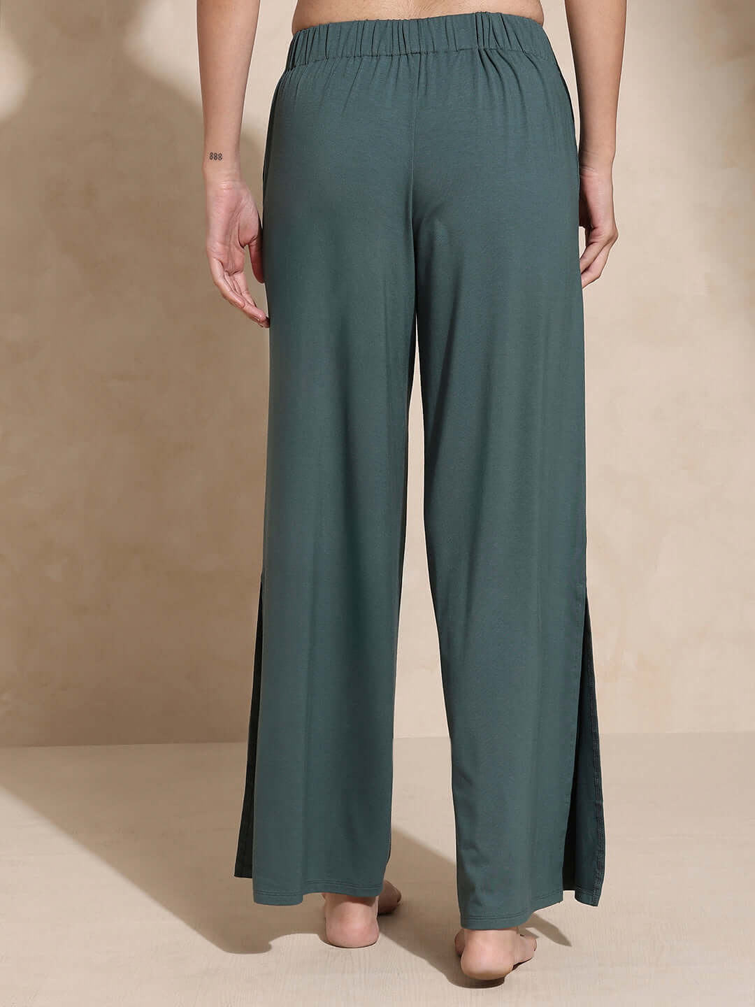 Zen Tee & Lounge Pants with Slit Pine Green